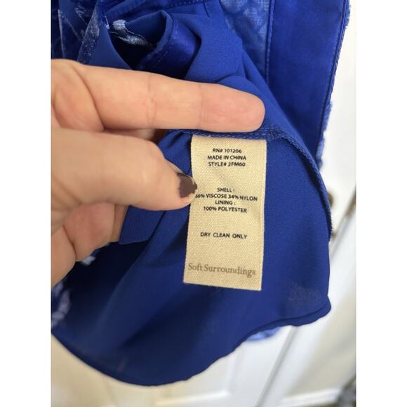 Soft Surroundings Blue Velvet Burnout Button Front Top Size XL Sheer Holiday - Picture 6 of 6